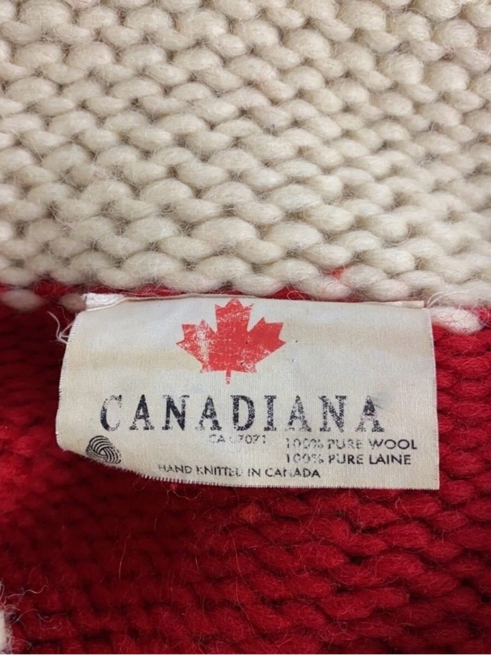 Vintage Red and Cream Zip-Up Shawl Collar Sweater with NY Chest - Picture 4 of 4